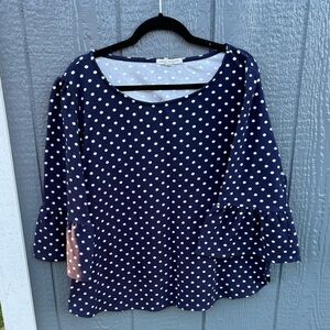 Green Envelope Los Angeles Plus Size Polka Dot Blouse